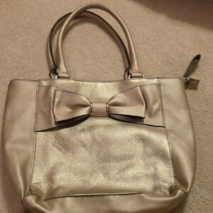 Apt 9 Elegant Gold Tote Bag with Bow Accent
